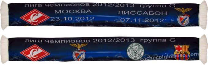 cachecol benfica spartak moscovo liga campeoes 2012-13