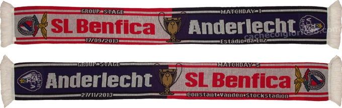 cachecol benfica anderlecht liga campeoes 2013-14