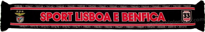 cachecol sport lisboa e benfica campeao 33 negro