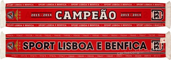 cachecol benfica campeao 2013-14 33 datas