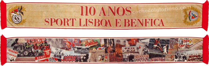 cachecol 110 anos sport lisboa e benfica fans