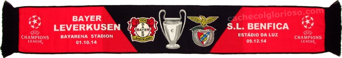 cachecol benfica bayer leverkusen liga campeoes 2014-15