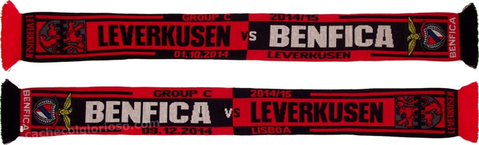 cachecol benfica bayer leverkusen liga campeoes 2014-15