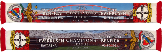 cachecol benfica bayer leverkusen liga campeoes 2014-15