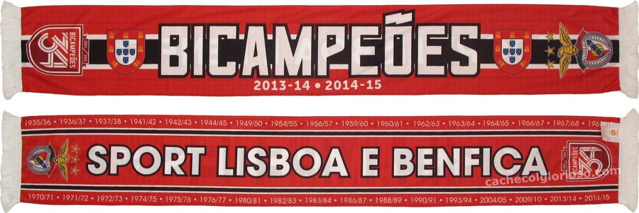 cachecol sport lisboa benfica bicampeoes 34 sublimado econ