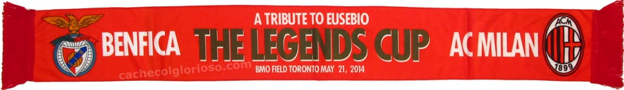 cachecol benfica ac milan legends cup 2014 tribute eusebio