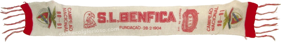 cachecol benfica futebol campeao nacional 1990-91