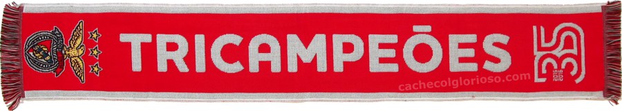 cachecol benfica 35 tricampeoes 2105-16 vermelho