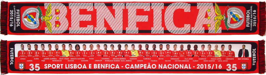 cachecol benfica futebol campeao nacional 2105-16 atletas