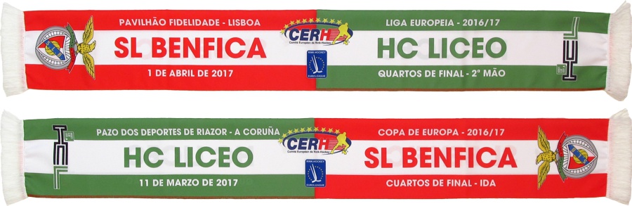 cachecol benfica hc liceu hoquei liga europeia 2016-17