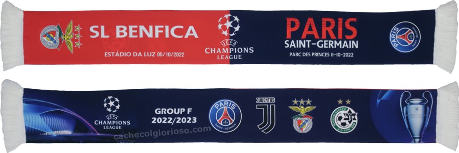 cachecol benfica paris saint germain psg grupo liga campeoes 2022-23