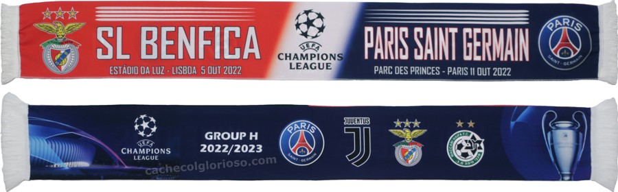 cachecol benfica paris saint germain psg grupo liga campeoes 2022-23