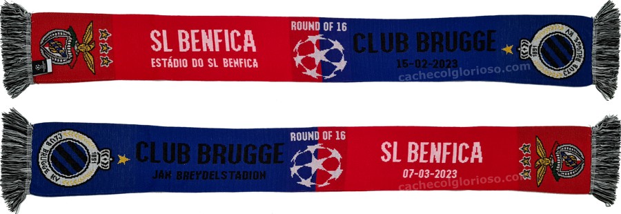 cachecol club brugge benfica liga campeoes 2022-23