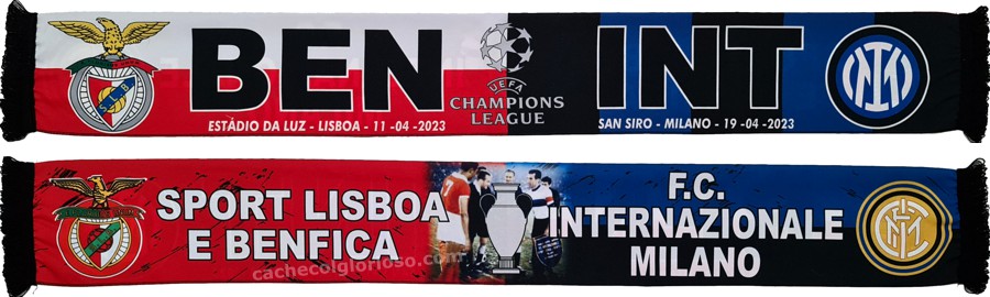 cachecol benfica inter milao liga campeoes 2022-23