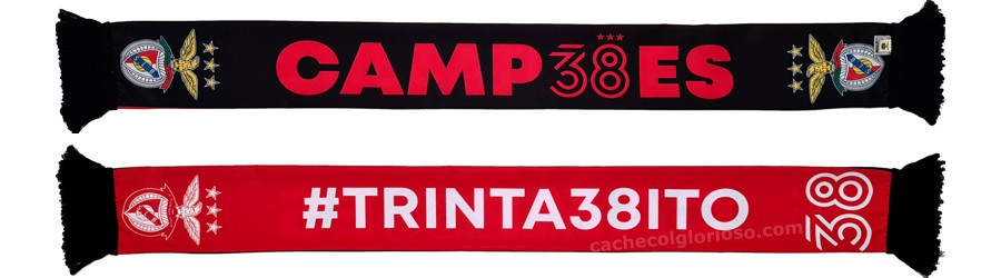 cachecol benfica 38 trinta e oito campeoes futebol 2022-23