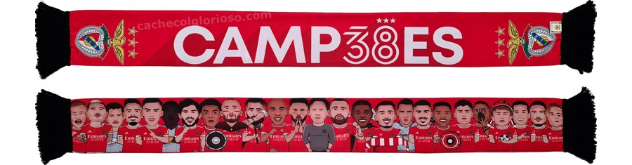 cachecol benfica 38 campeoes futebol 2022-23 jogadores