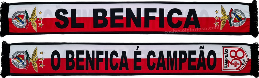 cachecol benfica 38 campeoes futebol 2022-23