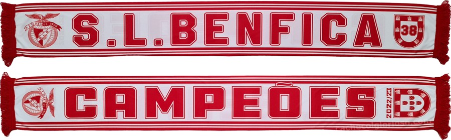 cachecol sl benfica 38 campeoes futebol 2022-23