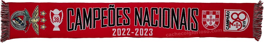 cachecol benfica 38 campeoes nacionais futebol 2022-23