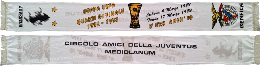 cachecol benfica juventus taca uefa 1992-93