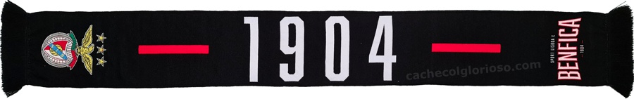 cachecol benfica 1904 preto letras brancas oficial 2024-25