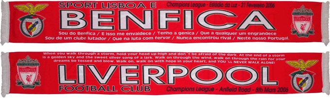 Cachecol Cachecóis Benfica Liverpool Champions League 2005 2006