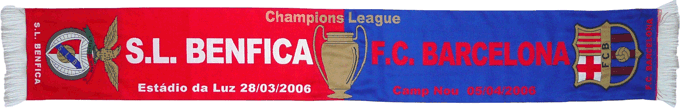 Cachecol Benfica Barcelona Liga dos Campeões 2005-2006