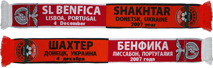 Cachecol Benfica Shakhtar Liga dos Campeões 2007-2008