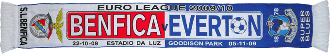 Cachecol Benfica Everton Liga Europa 2009/2010