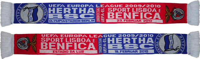 Cachecol Benfica Hertha Berlim Liga Europa 2009-10