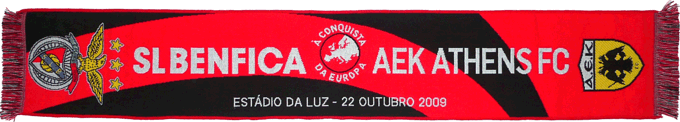 Cachecol Benfica AEK Liga Europa 2009/10 Data Errada