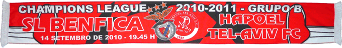 Cachecol Benfica Hapoel Tel Haviv Liga dos Campeões 2010-11