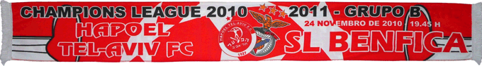 Cachecol Benfica Hapoel Tel Haviv Liga dos Campeões 2010-11