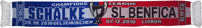 Cachecol Benfica Schalke 04 Liga dos Campeões 2010-11