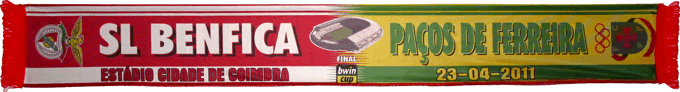 Cachecol Benfica Paços de Ferreira Taça da Liga 2010-11