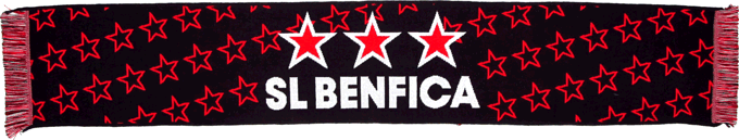Cachecol Benfica Fundo Negro Estrelas Vermelhas