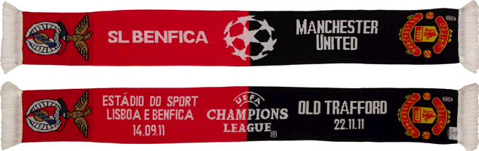 Cachecol Benfica Manchester United Liga dos Campeões 2011-12