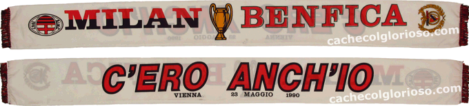 Cachecol Benfica AC Milan Final Campeões Europeus 1989-90