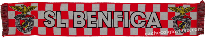 Cachecol SL Benfica Xadrez Vermelho e Branco