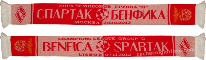 cachecol benfica spartak moscovo liga campeoes 2012-13