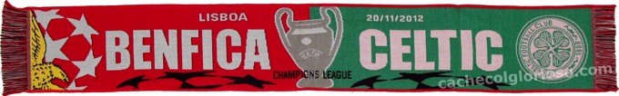 cachecol benfica celtic liga campeoes 2012-13