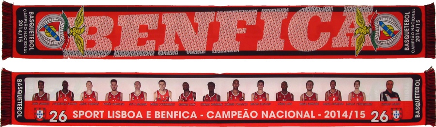 cachecol benfica basquetebol campeao nacional 2015-16
