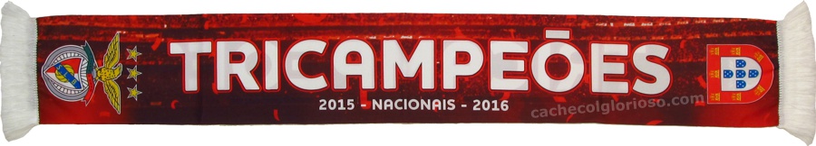 cachecol benfica tricampeoes nacionais 2015-16 escudo